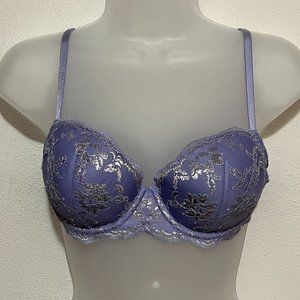Light Purple / Lilac / Lavender and Silver Floral Victoria's Secret Bra 34 C